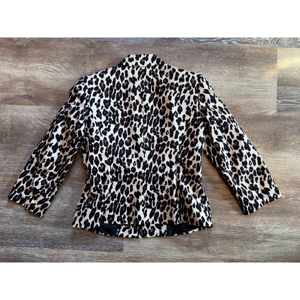 Tahari Arthur S Levine Classics Leopard Print Blazer Jacket Tan Black Size 8 - Picture 8 of 9